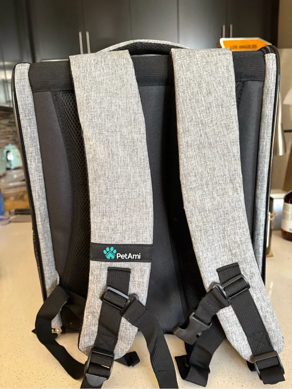 Gray Soft-Sided Dog Carrier Backpack with Mesh Ventilation